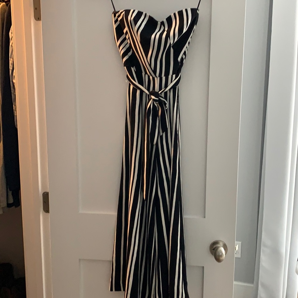 Strapless navy jumpsuit